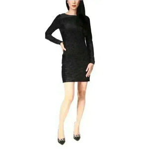 Michael Kors Petite Velvet Cowl-Back Dress‎ Women's Black/Silver Size Petite XS